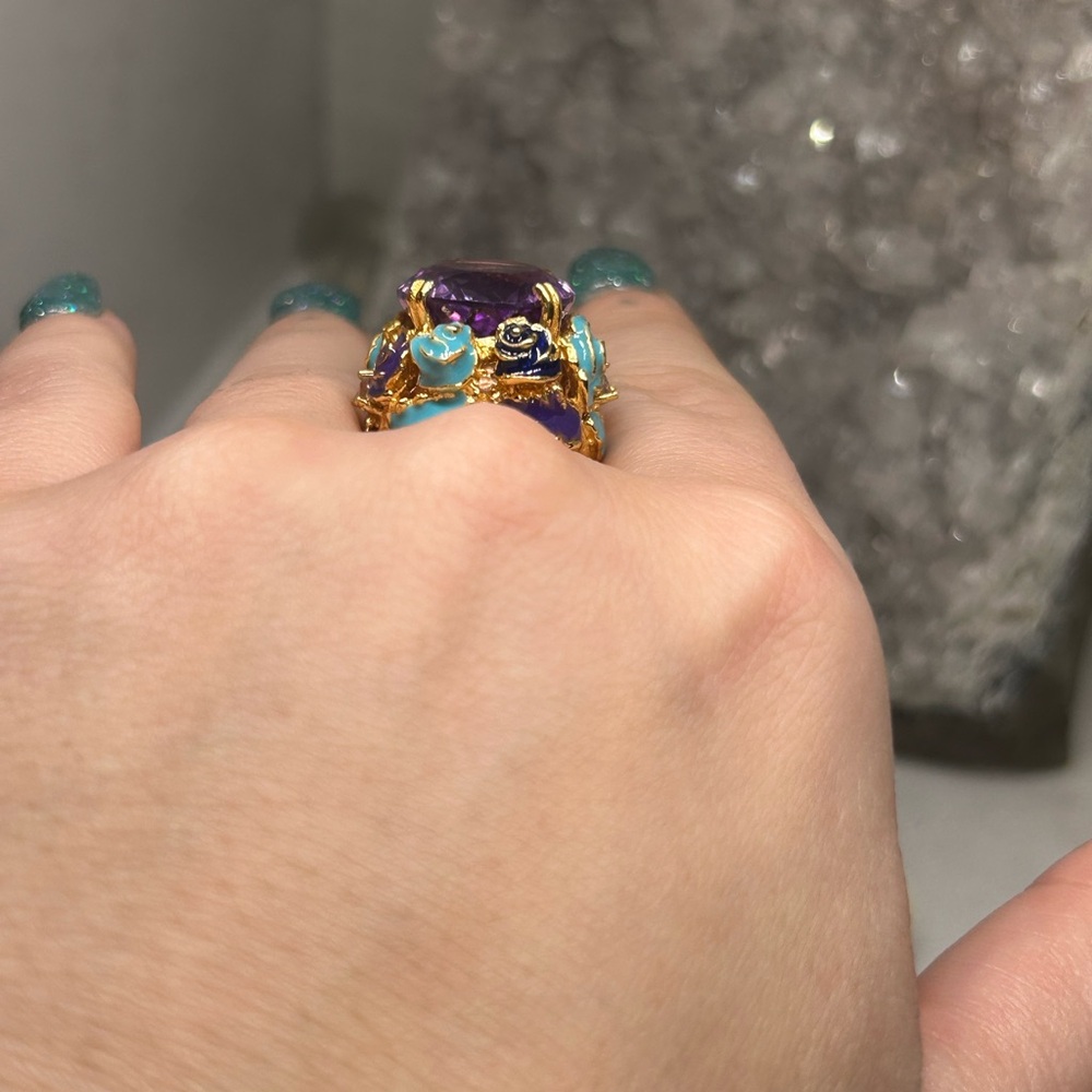 Amethyst & Enamel Statement Ring - image 7